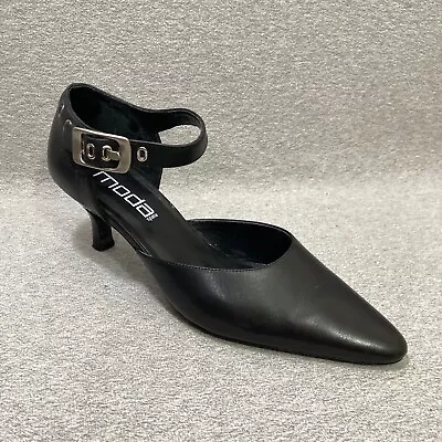 Moda Spana Shoes Women's Size 7.5M Black Ankle Strap Kitten Heels • $20