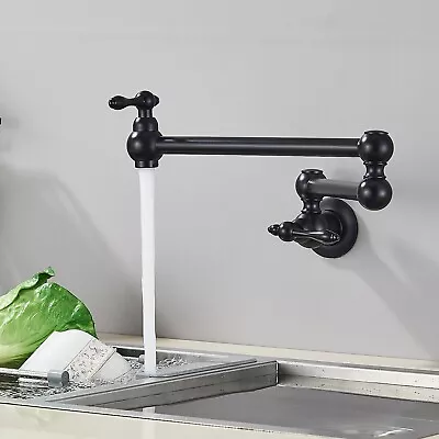 Matte Black Pot Filler Faucet Wall Mount Kitchen Sink Faucet Folding Stretchable • $43