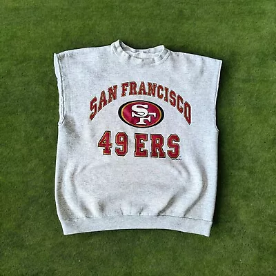 Vintage Men's 49ers Gray Short Sleeve Cut Off Sweatshirt Size Large 1996 • $16