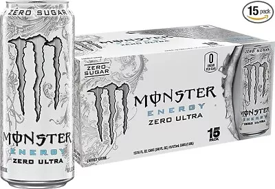 Monster Energy Zero Ultra Sugar Free Energy Drink 16 Ounce (Pack Of 15) • $36.99