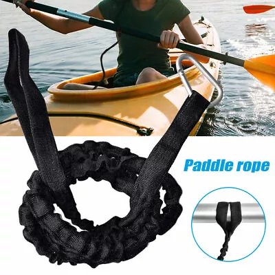 Black Paddle Leash For Canoe Kayak Elastic Boat Ligature Aluminum Alloy Nylon AU • $11.82