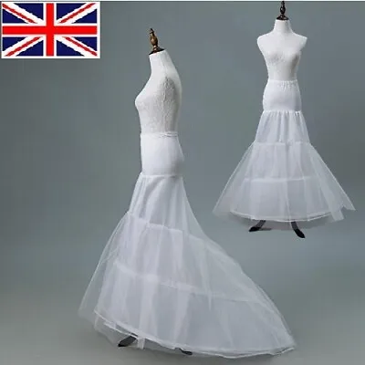 White 2-Hoop Mermaid Wedding Dress Bridal Petticoat Crinoline Underskirt UK ME • £16.56