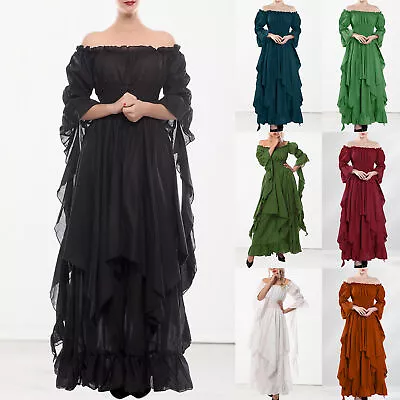 Medieval Renaissance Style Elegant Dress Women Revival Maxi Dress Party Clothing • £28.22