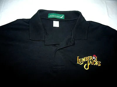 Muskegon Cleveland Lumberjacks IHL Hockey Black Mens L/XL Polo Shirt Embroidered • $40