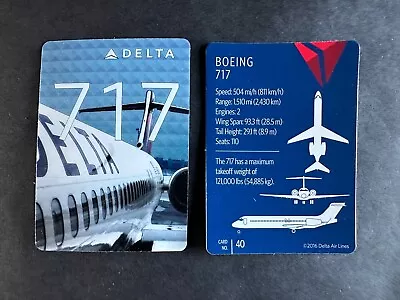 Delta Airlines Trading Card Boeing 717 No 40 2016 New!  Volume Discounts!! • $7.99