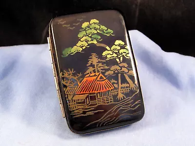 Antique Vintage Art Deco Japanese Lacquer Pocket Cigarette Cheroot Case Box • $1.23