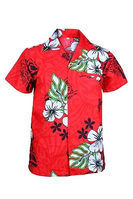 Mens Hawaiian Shirt Stag Beach Hawaii Aloha  Summer Holiday Fancy H Red Cotton • $12.42