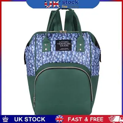 Plant Print Mommy Travel Backpacks Big Maternity Nappy Diaper Bags (Green) • £11.09