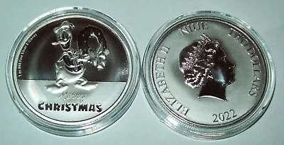 2022 - Niue 1 OZ .999 Fine Silver $2 Disney Donald Duck Merry Christmas Coin • $0.99