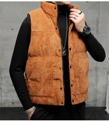 Men's Coat Vest Winter Slim Hooded Cotton Sleeveless Jacket • $32.71