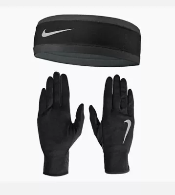 Nike Women's Dri Fit Dry Swoosh Reflective Running Headband & Gloves XS/s • $38.21