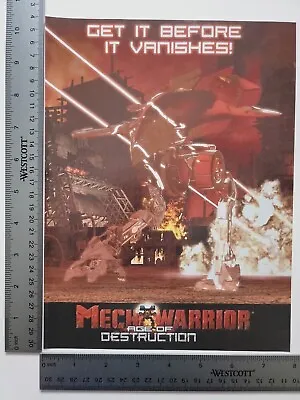 Mech Warrior Age Of Destruction Original Print Ad / Poster Game Gift Art • $25