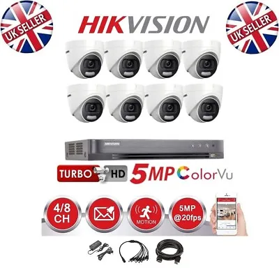 Hikvision 5MP ColorVu CCTV KIT Turret Camera  IP67 20M 2CE72HFT-F28 Night Color  • £129.97