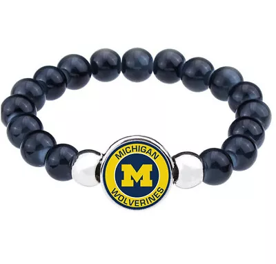  Michigan Wolverines Womens Mens Black Bead Chain Bracelet Gift D1 • $19.97