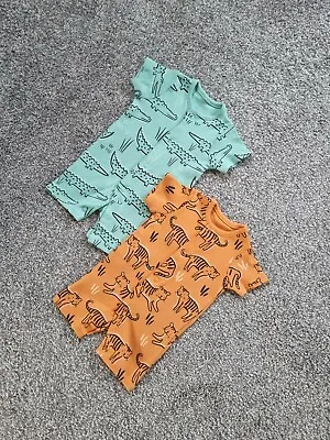 TU Baby Boy Outfit Summer Romper Bundle Newborn Tiger Crocodile Holiday Orange Y • £5.99