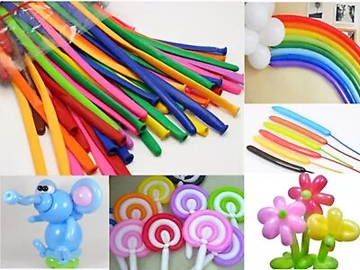 50Pcs Mixed Color Magic Long Animal Tying Balloons Twist Latex Balloon Free Pump • £5.98