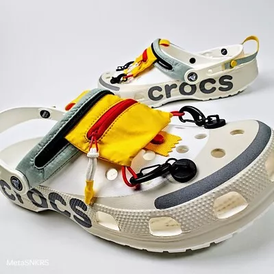 Crocs Classic Venture Pack 2 Clog Mens US 13 White Grey Yellow Foam Zipper Pouch • $106.80