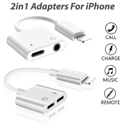 £2.89 • Buy For IPhone X 7 8 XS 11 12 13 Dual 2in1 Earphone Audio & Charger Adapter Splitter