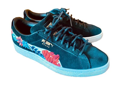 $19.95 • Buy Puma Sneaker Shoe Womens Size 37 Black Suede Embroidered Lace Up
