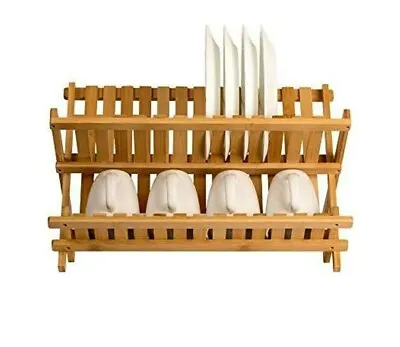 £16.99 • Buy Foldable Kitchen Sink Dish Drainer Folding Wooden Plate Cups Drying Rack Home Ne