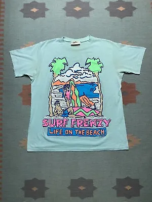 Vintage 80s Surf Frenzy T Shirt Life On The Beach Graphic Made In USA Babe XL • $25