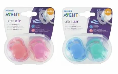 Philips Avent Ultra Air Pacifier 2 Pack 6-18 Months Blue/Green OR Pink/Orange • $8.77