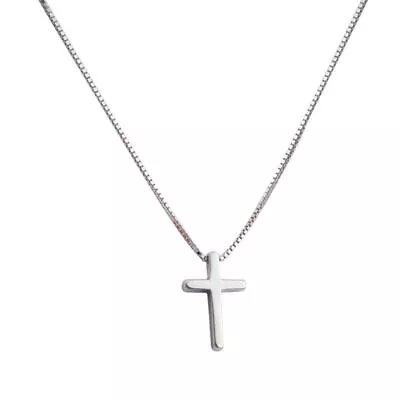 Womens Jewellery Tiny Cross Pendant 925 Sterling Silver Chain Necklace Gifts • £3.45