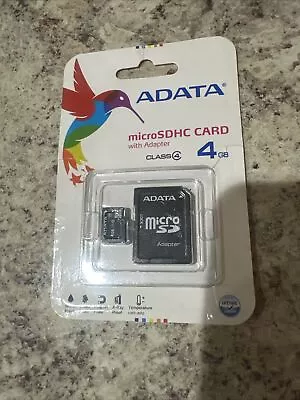 NEW ADATA Data Storage Card Micro SDHC Card 4GB With Adapter SD Card Class 4 • $5.73