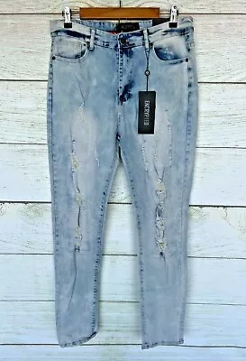 Encrypted Stretch Skinny Jeans Mens Size 34X32 Distressed Skinny Jeans New  • $22.45