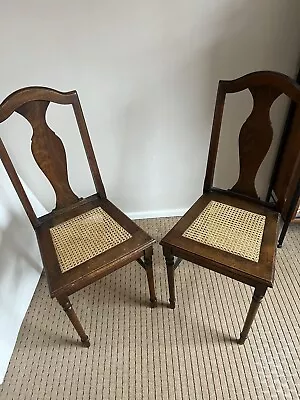 Vintage Fiddle Back Cane Seat Chair Set Of Two • £40