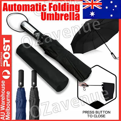 $14.65 • Buy 10Ribs Automatic Folding Umbrella Windproof Auto Open Compact With Fiberglass