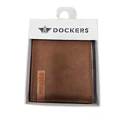 Dockers Men's Leather Coated Bifold Wallet Zipper Closure Extra Capacity Brown • $28.99