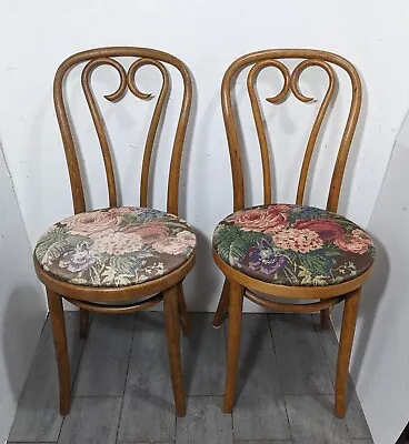 $292.50 • Buy PAIR Vintage Oak Bentwood Bistro Dining Chairs Mid Century Modern Thonet Style