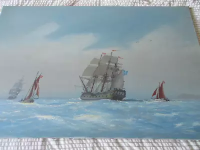 Original Oil Painting   Jason  Les Spence 1934-2023 Galleon Sailing Ships At Sea • £84.99