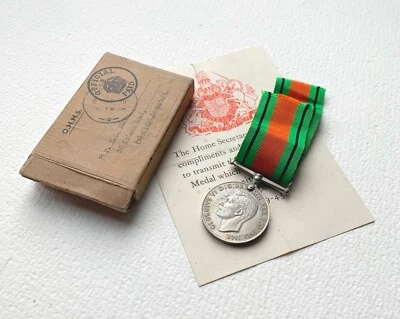 £29.95 • Buy ORIGINAL WW2 HOME GUARD BOXED DEFENCE MEDAL - Henry Blake - Lowestoft Man