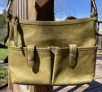 $95 • Buy DOONEY BOURKE Olive Green Italian Florentine Vacchetta Leather Purse Bag Henrys