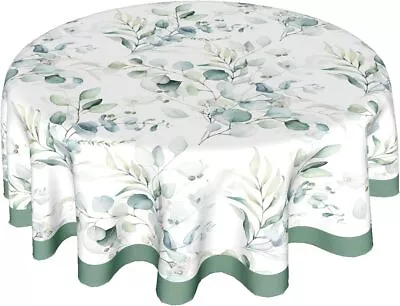 Spring Flower Tablecloth Round 60 Inch Sage 60 In Green Leaf Floral  • $22.19