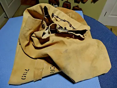 1940s WW2 US Navy Sea Duffle Sailor Bag Heavy Marine Canvas   RARE CABLE CLOSURE • $32.50