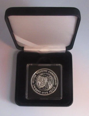 £29.99 • Buy 1972 Silver Wedding Anniversary Isle Of Man Silver Proof 25p Crown Coin Box &COA