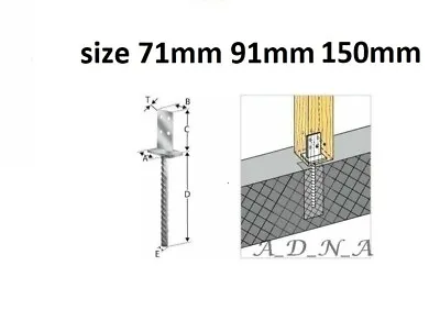 HEAVY DUTY GALVANISED/STAINLESS STEEL-INTERNAL-POST SUPPORT FOOT THICKNESS: 8mm; • £8.45