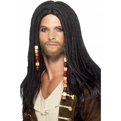 Pirate Black Braided Wig Beads Captain Jack Sparrow Caribbean Dreadlocks Costume • $24