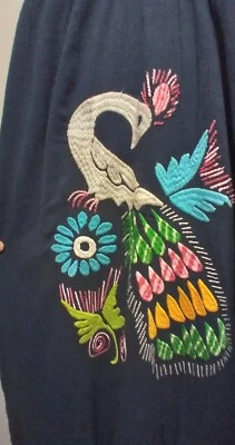 $15.99 • Buy Blue Peacock Embroidered Dress Womens Small Halter Lined VaVa  Joy Han 
