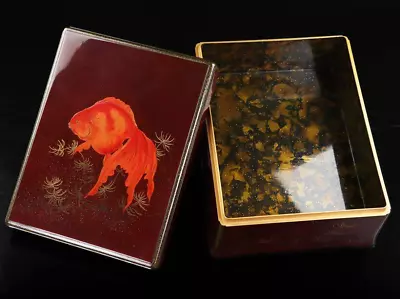Antique Japanese Lacquer Goldfish Maki-e Box Meiji Period • $2400