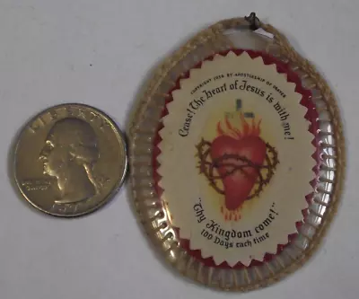 Vtg New Embroidered Scapular Badge Apostleship Of Prayer Sacred Heart Of Jesus • $15