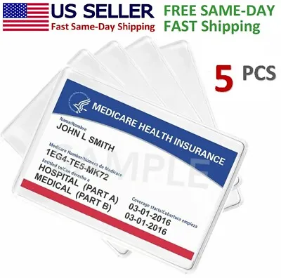 5 Pack - Medicare Card Holder Protector Sleeves - Clear Vinyl Credit Card Covers • $4.45