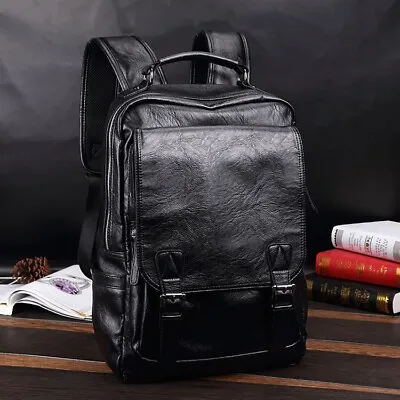 Men's Leather Backpack Shoulder Bag Weekender Travel Laptop Notebook School Bags • $32.39