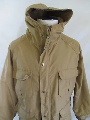 Woolrich Vintage Tan Cotton Nylon Storm Flap Parka Rain Coat Jacket Large • $67.43