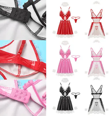 US Womens Maid Costume For Night Outfits Naughty Set 5-Piece Dresses Sleeveless • $14.53