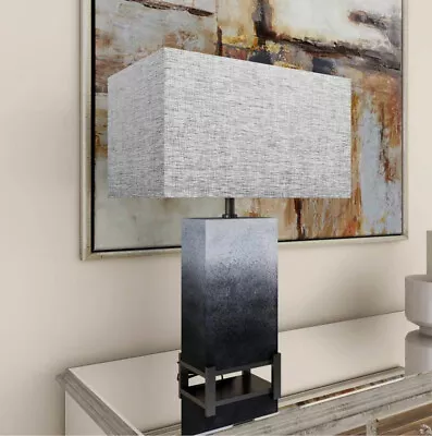 Contemporary Modern Elegant Grey Polystone Iron Metal Table Lamp With Shade • $109.99