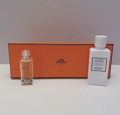 Hermes Un Jardin Sur Le Nil 2pc Set 7.5 Ml/0.25 Fl.oz Edt Mini Splash + Lotion • $39